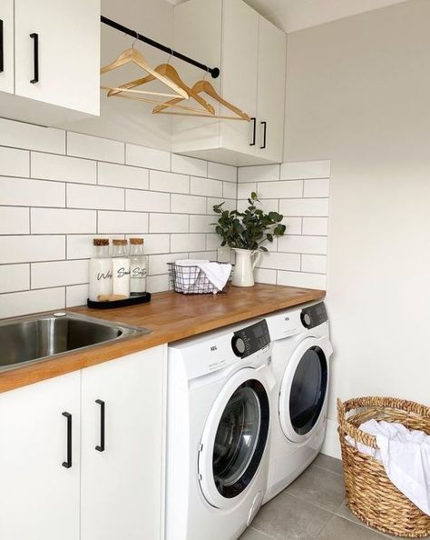 kaboodle kitchen on Instagram: “With a little effort, the laundry room can be just as stylish and organised as the rest of the house. @houseandhomeproject has used our…” Laundry Reno, Laundry Makeover, Stacked Laundry Room, Laundry Room Ideas Small Space, Small Laundry Room Makeover, Diy Kitchens, Dream Laundry Room, Laundry Room Layouts, Manicure Designs