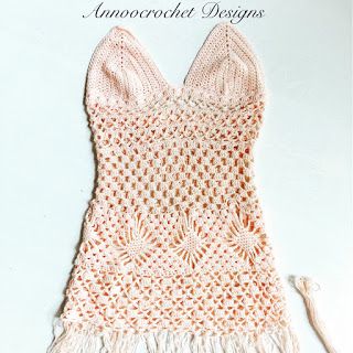 Boho Blush Beach Dress  Free Tutorial By AnnooCrochet Designs Here is a Fun Summer Beach Dress that I ... Crochet Beach Wear, Crochet Dress Pattern Free, Crochet Beach Dress, Crochet Summer Dresses, Beach Crochet, Crocheted Dress, Black Crochet Dress, Dress Patterns Free, Crochet Swimwear