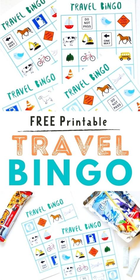 A FREE printable travel bingo game to keep the kids busy on family vacation! Kids will love finding the objects on the cards from the car. Roadtrip Games, Car Bingo, Road Trip Activity Book, Car Activity, Kid Travel Kit, Free Board Games, Printable Board Game, Travel Bingo, Camp Themes