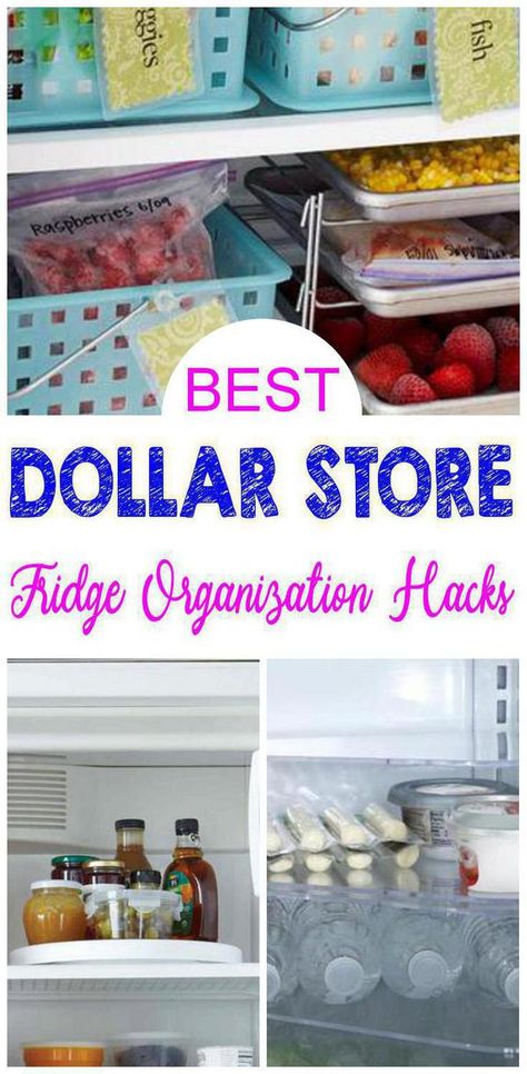 Dollar Store hacks for the BEST fridge organization! Easy DIY Dollar Tree craft project ideas. Great ideas plastic containers, bins, trays, or stacked containers & more that are budget friendly. Creative organizing ideas & storage ideas for refrigerator Declutter your fridge with these unique and useful DIY craft projects using Dollar Tree products. Learn how to make Dollar Store hacks with these step by step instructions or Youtube video tutorial :) #hacks #dollarstore Fridge Organization Hacks, Dollar Tree Organization, Dollar Store Ideas, Craft Storage Organization, Diy Organizer, Tips For Organizing, Kitchen Storage Ideas, Kitchen Organization Diy, Dollar Store Hacks