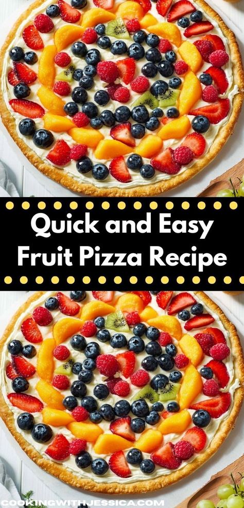 Looking for a delightful dessert that everyone will love? This Fruit Pizza Recipe combines fresh fruits and a sweet cream cheese base on a soft cookie crust, making it the perfect summer treat for family gatherings. Cheesecake Recipe Ideas, Fruit Pizza Topping, Easy Fruit Pizza, Cheesecake Ideas, Recipes Cheesecake, Easy Dessert Ideas, Sugar Cookie Crust, Fruit Pizza Recipe, Fruity Treats