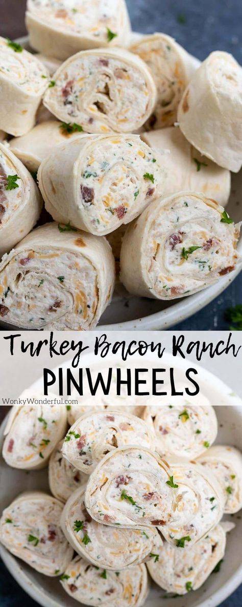 Turkey Bacon Ranch Cream Cheese Pinwheels are great for lunch, snack, holiday appetizer, game day or party food. Perfect for using up leftover Thanksgiving turkey, these Turkey Pinwheels can easily be made low carb too. #appetizerrecipes #snackrecipes #holidayrecipes #partyrecipes #lunchrecipes #leftoverturkeyrecipes Turkey Bacon Ranch Pinwheels, Bacon Ranch Pinwheels, Turkey Bacon Ranch, Ranch Pinwheels, Cream Cheese Pinwheels, Cheese Pinwheels, Low Fat Low Carb, Low Carb Low Fat Recipes, No Carb Recipes