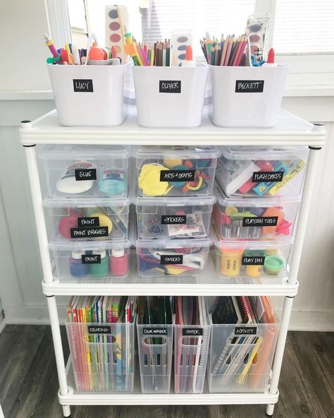 Hiasan Bilik Tidur, Art Supply Organization, House Organisation, Homeschool Room, Playroom Organization, Kids Room Organization, Homeschool Organization, Toy Rooms, Organization Kids