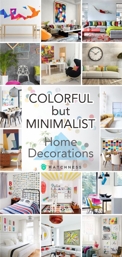 40 Colorful but Minimalist Home Decorations - Matchness.com Colourful Minimalist Living Room, Colorful Minimalist Interior Design, Scandinavian Living Room Colorful, Minimalist Colourful Living Room, Minimalist Home With Color, Scandinavian Colorful Interior, Colorful Minimalist Home Living Room, Minimalism With Color, Add Color To Home