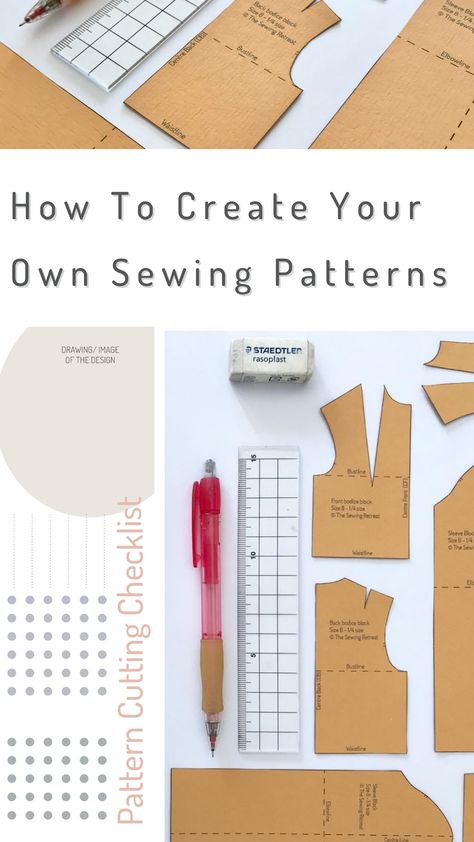 How To Create Your Own Sewing Patterns | Links To Pattern Blocks Included Along With A FREE eBook How To Draw A Pattern For Sewing, Sewing Drawing Sketch, Creative Pattern Making Fashion, How To Make Your Own Patterns Sew, How To Make A Pattern For Sewing, Learn Pattern Making, Beginning Sewing Patterns, How To Make Sewing Patterns, How To Start Sewing