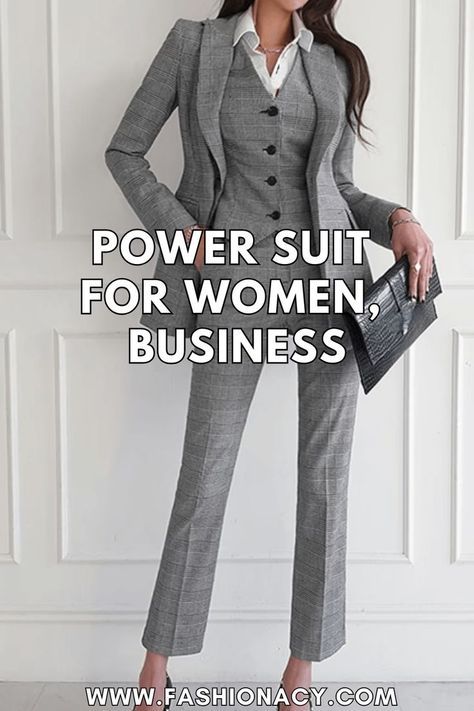 Elevate your professional game with stunning power suits tailored for women in business! Whether you're a seasoned executive or just starting your career journey, these power suits are the epitome of sophistication and confidence. Step into any boardroom or meeting with authority and style. Suits For Graduation, Suits For Women Professional, Sophisticated Style Women, Tailored Suit Women, Suits For Women Business, Power Dressing Women, Womens Power Suit, Business Meeting Outfit, Executive Outfit