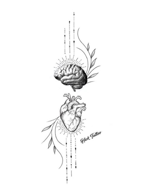 Phycology Tattoo Ideas, Microrealism Tattoo Women, Overthinking Tattoo Ideas For Men, Piece Of Mind Tattoo, Heart And Brain Scale Tattoo, Brain Tattoo Psychology, Psychology Tattoos, Brain Tattoo Design, Brain And Heart Tattoo