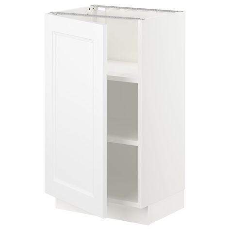 SEKTION Base cabinet with shelves, white/Axstad matt white, 18x15x30" The door can be mounted to open to the left or right. Sturdy frame construction, ¾" thick. The door damper prevents your cabinet door from slamming by catching the moving door so that it closes slowly, gently and silently. The Murphy Door, Sektion Kitchen, Ikea Canada, Redo Cabinets, Cabinet With Shelves, Shelves White, Kitchen System, Organization Furniture, Kitchen Installation