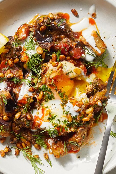 Eggplant And Tomatoes, Sauteed Eggplant, Runny Eggs, Nyt Cooking, Eggplant Recipes, An Egg, Egg Recipes, Food Glorious Food, Eggplant