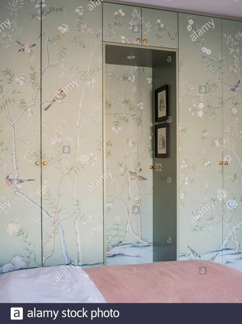 Wardrobe Wallpaper Ideas, Wallpaper On Wardrobe Doors, Wallpapered Wardrobe, Wallpaper Wardrobe Doors, Wallpaper For Door, Wardrobe Wallpaper, Wallpaper Wardrobe, Wallpaper Closet, Hidden Wardrobe