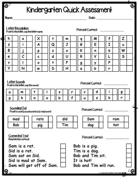 3rd Grade Readiness Assessment, First Grade Letter Practice, Assessments For Kindergarten, Kindergarten Evaluation Sheet, Kindergarten Assessment Forms Free, Reading Assessment First Grade, Kindergarten Readiness Assessment Free Printable, Kindergarten Learning To Read, Phonics Assessment Kindergarten