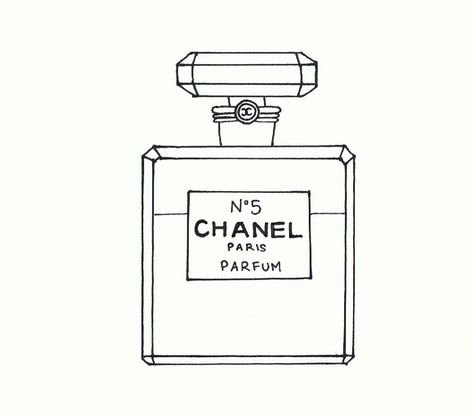 Chanel No 5 Tattoo, Chanel Doodle, Chanel Bag Drawing, Chanel Drawing, Bedazzled Painting, Fashion Doodles, Iconic Illustration, Chanel Illustration, Cornhole Designs