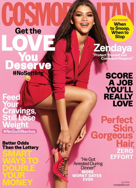 Zendaya covers Cosmopolitan July 2016 Zendaya Magazine, Cosmopolitan Magazine Covers, Magazine Cover Page, News Logo, Media Magazine, Zendaya Style, James White, Cosmopolitan Magazine, Photographie Portrait Inspiration