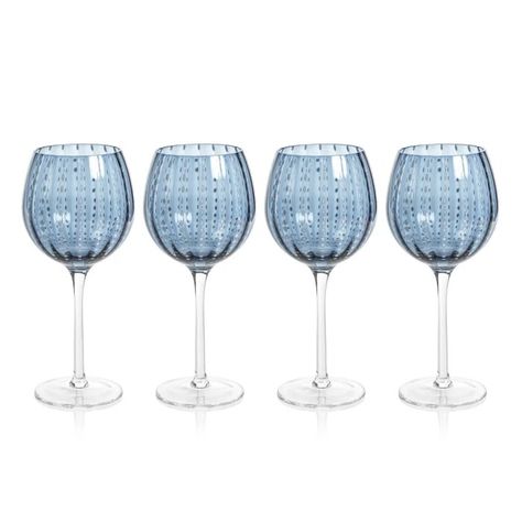 Orren Ellis Derrida 17.28oz. Wine Glass Set | Wayfair Entertainment Closet, Blue Wine Glasses, Drum Coffee Table, Wreath Wall, Curtain Hardware, Wine Glass Set, Coloured Glass, Metal Mirror, Daily Routines