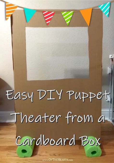 Easy DIY Puppet Theater from a Cardboard Box Diy Puppet Theater, Diy Puppet, Theatre Diy, Cardboard Play, Puppets For Kids, Puppets Diy, Puppet Theatre, Cardboard Box Crafts, Toys By Age