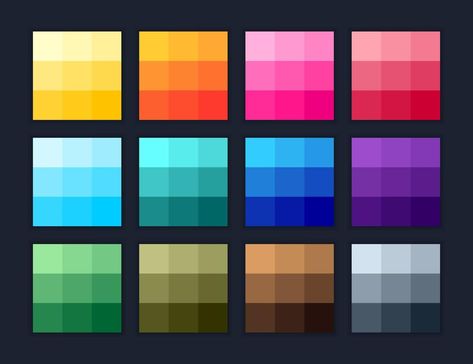 Gradient flat colors palette swatches set Gradient Colour Palette, Color Gradient Palette, 7 Colour Palette, Vector Color Palette, Pixel Gradient Patterns, Pixel Color Palette, Vibrant Pastel Color Palettes, Gradient Palette, Cartoon Color Palette