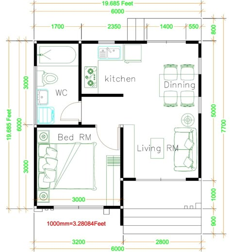 House Plans 6x6 With One Bedrooms Gable Roof - House Plans Wide House Plans, Cottage Roof, Wide House, House Design 3d, Gable Roof House, Small Cottage Designs, One Bedroom House Plans, Small Bungalow, One Bedroom House