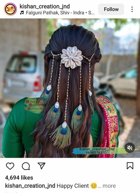 Morpankh Jewellery, Navratri Jewellery, Hair Style On Saree, Flower Jewelry Designs, Diy Fabric Jewellery, Hair Brooch, Bridal Hair Buns, Fancy Jewellery Designs, Wedding Crafts Diy