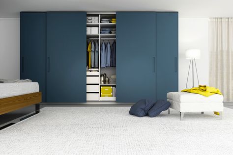 Natalia Free-standing Wardrobe with Sliding Lacquer Doors Freestanding Wardrobe, Closet Factory, Standing Closet, Free Standing Wardrobe, Creative Closets, Recessed Panel Cabinets, Mirror Closet Doors, Free Standing Closet, Reach In Closet