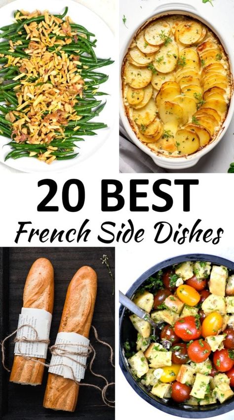 French side dishes pin. Fancy Vegetable Sides, French Vegetable Side Dishes, French Side Dishes Traditional, International Side Dishes, Fancy Side Dishes For Steak, Fancy Side Dishes, French Side Dishes, Unique Side Dishes, Veggie Side Dish Recipes