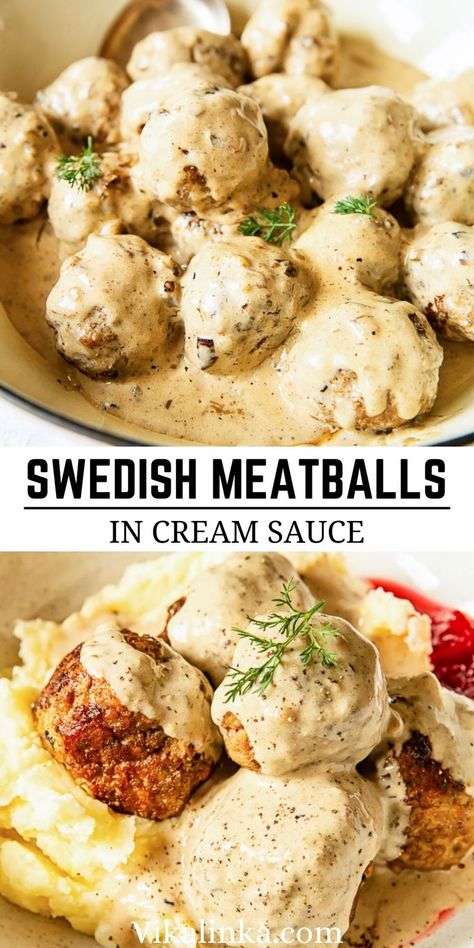 Creamy Pasta Meatballs, Meatballs In Cream Sauce Recipe, Meatballs Creamy Sauce, Dairy Free Meatball Sauce, Italian Recipes With White Sauce, Meatballs In Cheese Sauce, Creamy Sauce For Meatballs, White Meatball Sauce, Ikea Meatballs Recipe Sauces