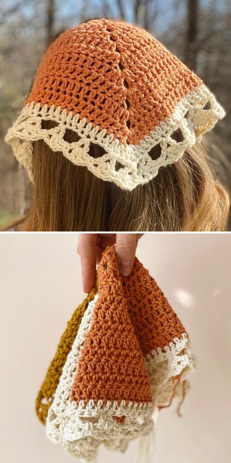 Free Crochet Bandana, Crochet Kerchief, Crochet Headband Pattern Free, Crochet Bandana, Hippie Crochet, Crochet Headband Pattern, Crochet Hair Accessories, Crochet Ear Warmer, Crochet Design Pattern