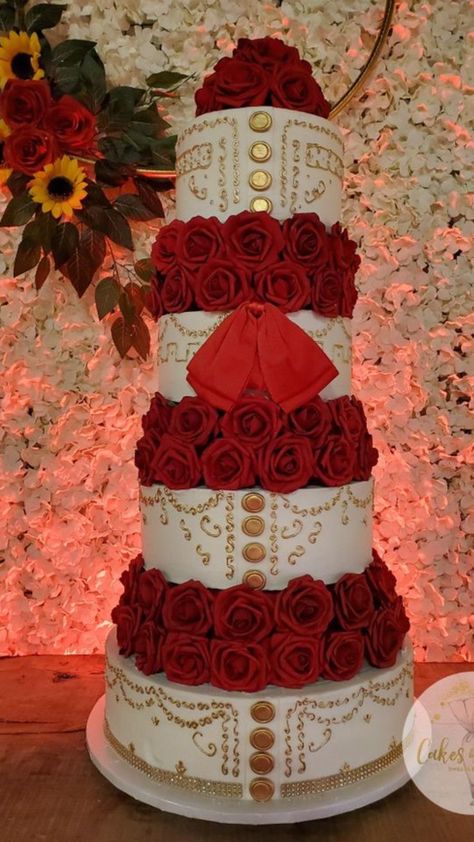 Red And Gold Charro Quinceanera Cake, Red And White Charro Quinceanera Theme, Charro Quinceanera Cakes, Charro Cakes, Charro Quince Decorations, Charro Decorations For 15, Charro Centerpieces For Quince, Red Charro Quinceanera Theme, Charro Quince Theme