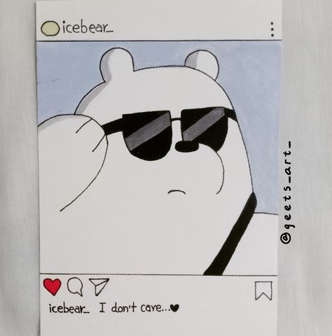 We Bare Bears Journal Ideas, Drownings Easy Cute Colour, Poloroid Drawing Idea Easy, Cute Diy Card Ideas, Asthetic Paintings Easy On Paper, Ice Bear Drawing, Aesthetic Polaroid Drawing, Cute Polaroid Paintings, Bare Bears Drawing