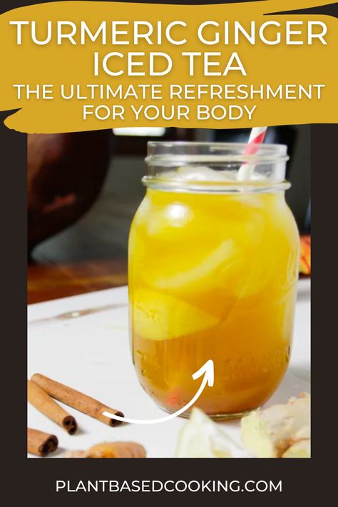 Iced Turmeric Tea, Tumeric And Ginger Tea Recipes, Turmeric Iced Tea, Turmeric Green Tea Recipe, Ginger Tumeric Tea, Ginger Iced Tea Recipe, Nourishing Drinks, Tumeric Tea Recipe, Guy Health