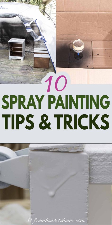 If you’re wondering how to spray paint furniture (or any other spray painting projects) without drips, then read these easy tips. They’re helpful ideas for simple ways to spray paint evenly. I am so saving these spray painting techniques to try myself soon!! Paint Tricks, Spray Paint Techniques, Spray Paint Tips, Painting Tips And Tricks, Spray Paint Wood, How To Spray Paint, Spray Paint Projects, Spray Paint Furniture, Paint Tools