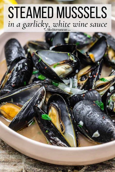 Mussels Recipe White Wine, White Wine Recipes, Aphrodisiac Foods, The View From Great Island, Steamed Mussels, Mussels Recipe, Inexpensive Meals, 12 Tomatoes, Mediterranean Dishes