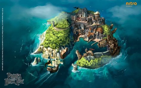 Dnd Mermaid, Island Concept Art, Shadow Isles, Mermaid Pirate, Pirate Island, Fantasy World Map, Cartoon House, Rpg Map, Fantasy Island