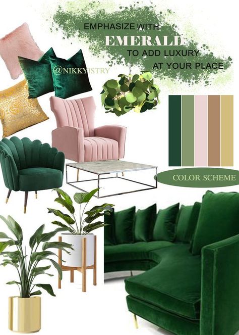 Green Bedroom Decor, Green Living Room Decor, Living Room Color Schemes, Casa Vintage, Salon Interior Design, Room Color Schemes, Living Room Green, Green Rooms, Decor Home Living Room