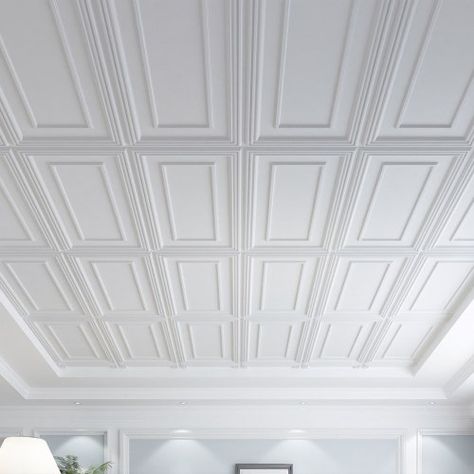 Basic 2 Ft. X 4 Ft. PVC Lay-in /drop in Ceiling Tile 96 - Etsy Updating Drop Ceiling Tiles, Wallpaper Drop Ceiling Tiles, Peel And Stick Ceiling Tiles, Cheap Ceiling Covering Ideas, Drop Ceiling Alternatives, Coastal Basement, White Drop Ceiling, Basement Drop Ceiling, Basement Ceiling Tiles