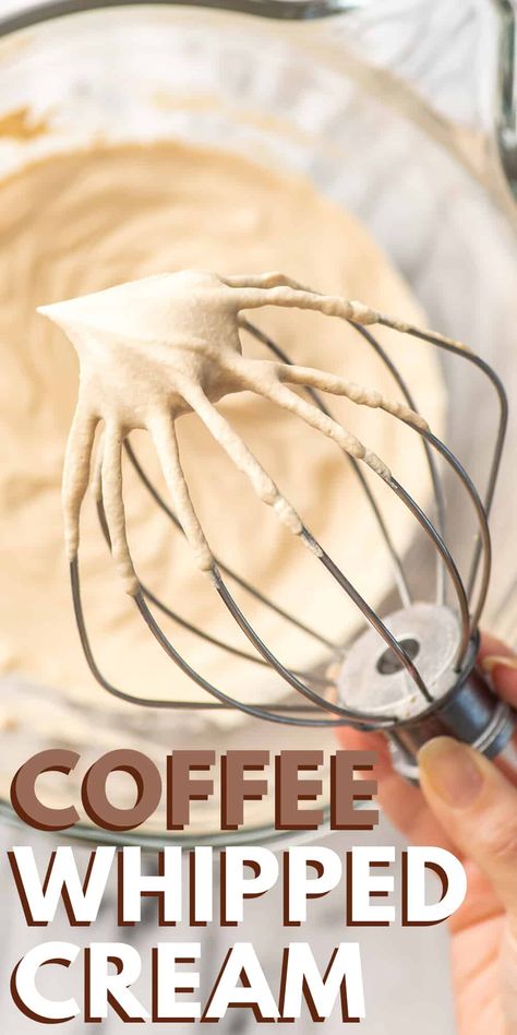 Coffee Whipped Cream Recipe, Coffee Frosting Recipe, Coffee Whipped Cream, Whipped Cream Icing, Coffee Icing, Whipped Cream Desserts, Flavored Whipped Cream, Cake Filling Recipes, Recipes With Whipping Cream