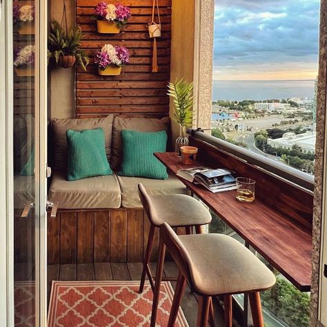 Views Balcony™ Bar Patio Outdoor Furniture Standing Desk - Etsy Chill Balcony, Jungle Balcony, Balcony Renovation, Railing Bar, Balcony Vibes, Living Small Space, Balcony Diy, Balcony Seating, Ideas Terraza