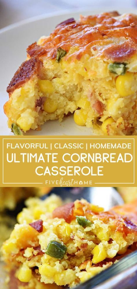 Cornbread Casserole Recipe, Casserole Side Dishes, Cornbread Casserole, Homemade Cornbread, Corn Bread Recipe, Thanksgiving Side, Bacon Cheddar, Best Side Dishes, Think Food