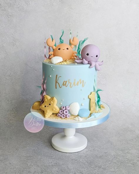 2 The Sea Birthday Cake, Under The Sea Cake Decorations, 1st Birthday Party Ideas Under The Sea, Pink Under The Sea Cake, Under The Ocean Birthday Party, Undersea Cake Ocean Themes, 2nd Birthday Under The Sea Theme, Under The Sea Fondant Cake, Birthday Theme Under The Sea