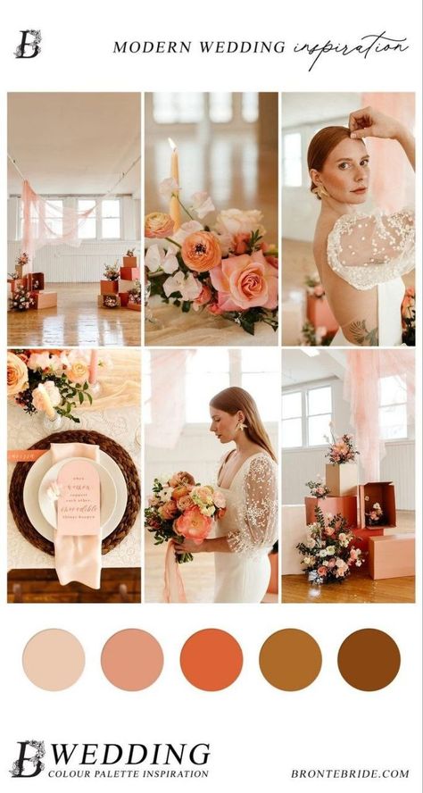 Neutral And Peach Wedding, Sunset Colours Wedding, Sunset Themed Wedding Decor, Apricot Wedding Colors, Summer Wedding Colour Schemes, Wedding Motif Ideas Color Schemes, Apricot Wedding Theme, Modern Vintage Wedding Theme, Sunset Wedding Theme