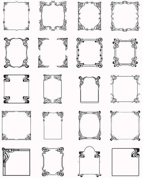 Decorative frames. Retro ornamental frame, vintage rectangle ornaments, and ornate border. Decorative wedding frames, antique museum picture borders, or deco divider. Isolated icons vector set Easy Frame Drawing, Antique Frame Drawing, Framed Tattoo Ideas, Tattoo Borders, Picture Frame Tattoo, Frame Tattoos, Tattoo Frame, Border Tattoo, Tattoo Secret