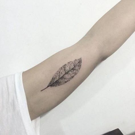 Arm Tattoo Leaves, Hongdam Tattoo, Inner Elbow Tattoos, Blatt Tattoos, Leaf Tattoo, Inner Arm Tattoo, Elbow Tattoos, Nature Tattoo, Elephant Tattoos