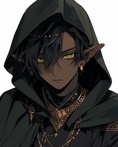 Male Elf Black Hair, Elf Male Character Design, Dark Elf Anime, Black Elf Male, Anime Elf Boy, Black Dnd Characters, Drow Rpg, Elf Dnd Character, Fantasy Oc Male