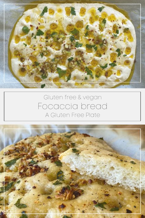 Paleo Foccacia Bread Recipe, Gluten Free Vegan Focaccia Bread, Dairy Free Focaccia Bread, Vegan Gluten Free Focaccia, Gf Focaccia Bread Recipe, Gf Focaccia Bread, Gf Sourdough Focaccia, Gluten Free Facoccia Bread Recipe, Focaccia Bread Gluten Free