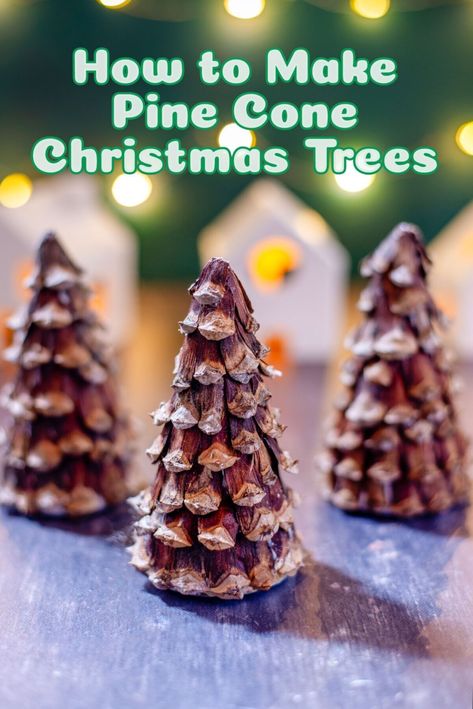 These Rustic DIY Pine Cone Christmas Trees Are So Easy To Make Christmas Trees Made From Pinecones, Painting Pine Cones For Christmas, Diy Pine Cone Christmas Tree, Diy Pine Cone Tree, Pine Cone Christmas Tree Ornaments, Pine Cone Art For Kids, Diy Pinecone Tree, Pine Cone Christmas Trees, Diy Pinecone Christmas Tree