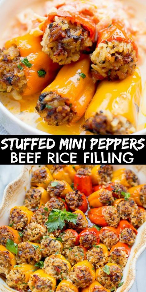 Sweet Pepper Dinner Recipes, What To Make With Sweet Peppers, Meals With Sweet Peppers, Mini Bell Pepper Recipes Stuffed, Sweet Mini Peppers Recipes, Recipe With Mini Sweet Peppers, Mini Bell Peppers Recipes, Sweet Peppers Recipes Dinners, Mini Red Pepper Recipes