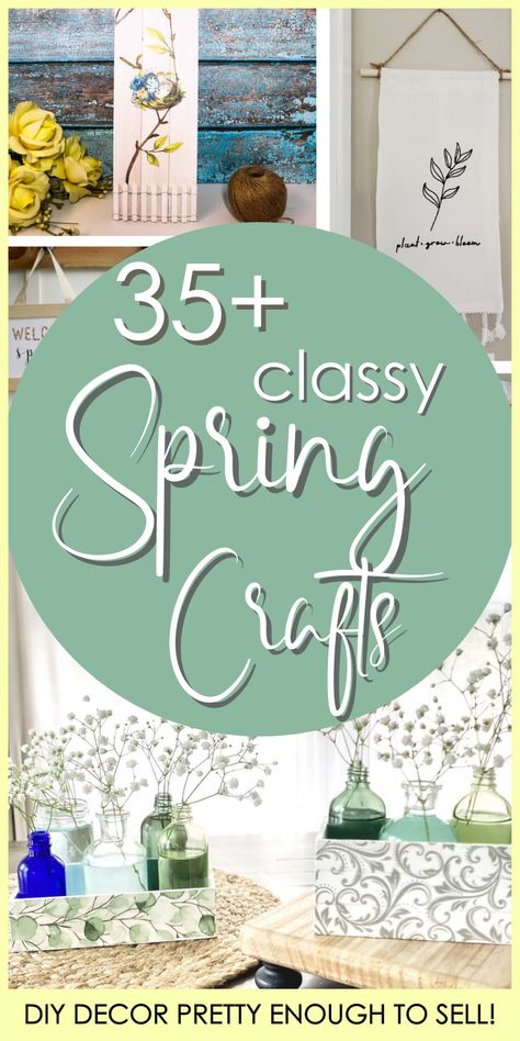 If you're looking for spring decorations for the home & you love farmhouse chic, check out these amazing DIY home decor projects! You'll love these 35+ spring crafts for adults that hit all the farmhouse styles - modern, rustic, boho...  Come try some easy crafts for spring and fall in love with decor for your home! Perfect for spring decorating or to sell! Easy Crafts Home Decor, Ideas For Spring Craft Shows, Spring Craft Projects For Adults, Spring Craft Adult, Early Spring Crafts, Group Craft Projects For Women, Ideas For Spring, Craft Weekend Ideas, Ladies Workshop Ideas