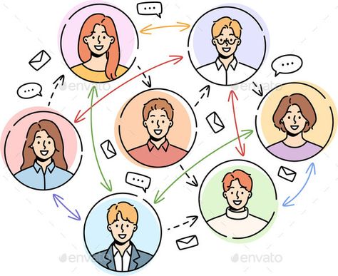 Smiling People Communication on Social Network Communication Skills Poster, Communication Pictures Image, Interpersonal Communication Pictures, Social Project Ideas, Process Of Communication Drawing, How To Socialize With People, Communication Drawing Ideas, Communication Aesthetic, People Communicating