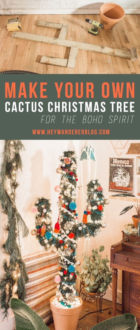 DIY: Cactus Christmas Tree | Hey Wanderer Cactus Christmas Tree, Cactus Christmas Trees, Cactus Christmas, Diy Cactus, Adventurous Travel, Texas Christmas, Cactus Diy, Mexican Christmas, Tree Themes