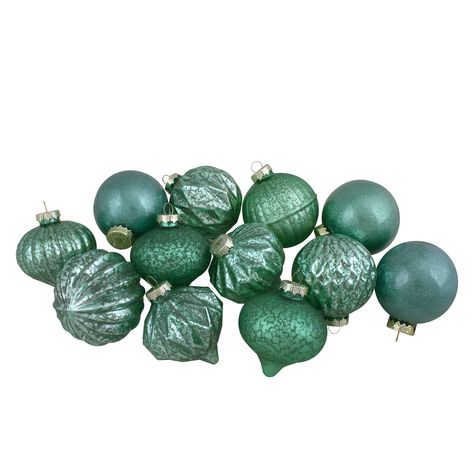 Set of 12 Green Finial and Glass Ball Christmas Ornaments - Walmart.com The King Is Born, Emerald Green Christmas, Green Christmas Ornaments, Glass Ball Christmas Ornaments, Finial Ornaments, Glass Finial, Glass Christmas Balls, Teal Glass, Xmas Tree Decorations