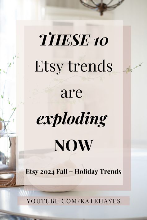 I've compiled the top 10 Etsy trends for the fall and holiday season and am spilling them all so you can capitalize on making the most of your Q4 this year. Whether you sell Etsy digital products, handmade, vintage, or Etsy print on demand, this Etsy 2024 video is for you. Fall trends and holiday trends come and go but staying on top of what is highly in demand can make all the difference for your Etsy shop. Etsy Digital Products, Etsy Prints, Print On Demand Products, Fall Holidays, Holiday Trends, Keep In Touch, Come And Go, Fall 2024, Fall Trends